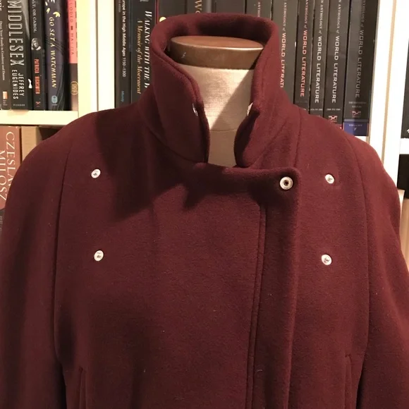 The Kooples Burgundy Moto Cape Coat Jacket - Picture 12 of 16